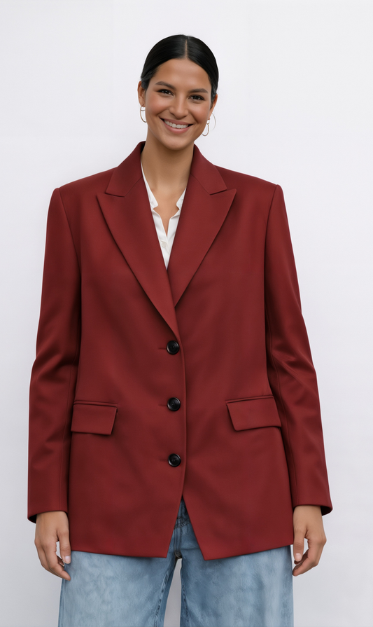 BLAZER EN SUÉDINE- ROUGE PROFOND