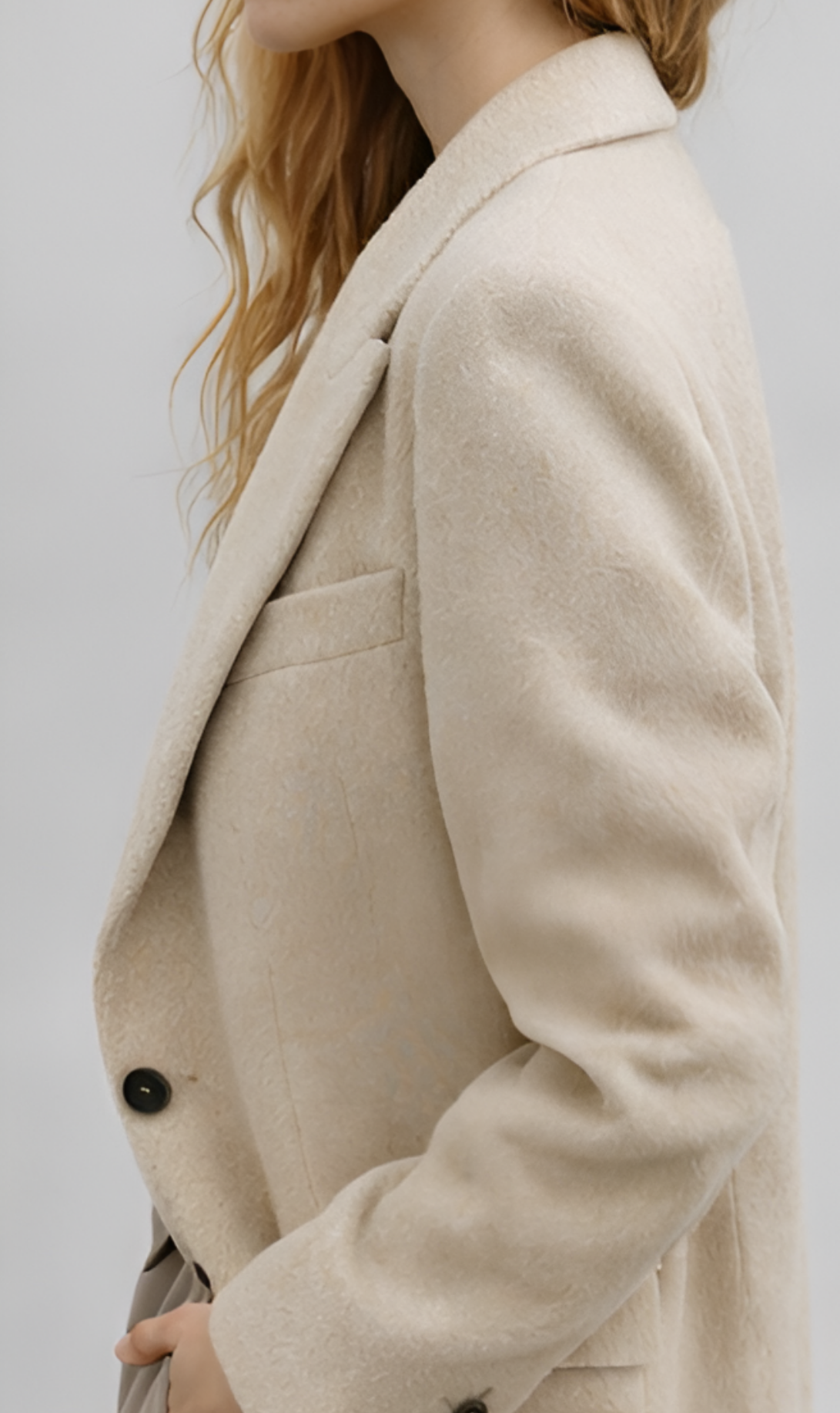 BLAZER MANTEAU BOUCLE STRUCTURÉ-BEIGE SABLE