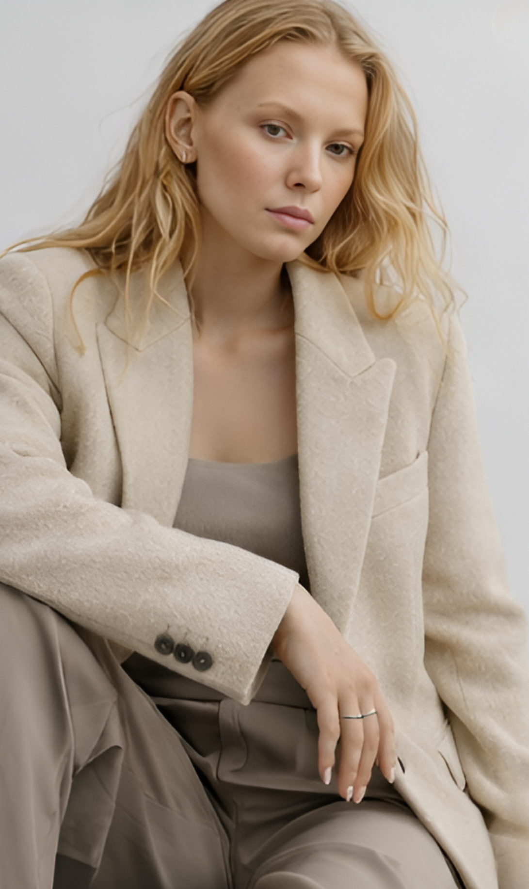 BLAZER MANTEAU BOUCLE STRUCTURÉ-BEIGE SABLE